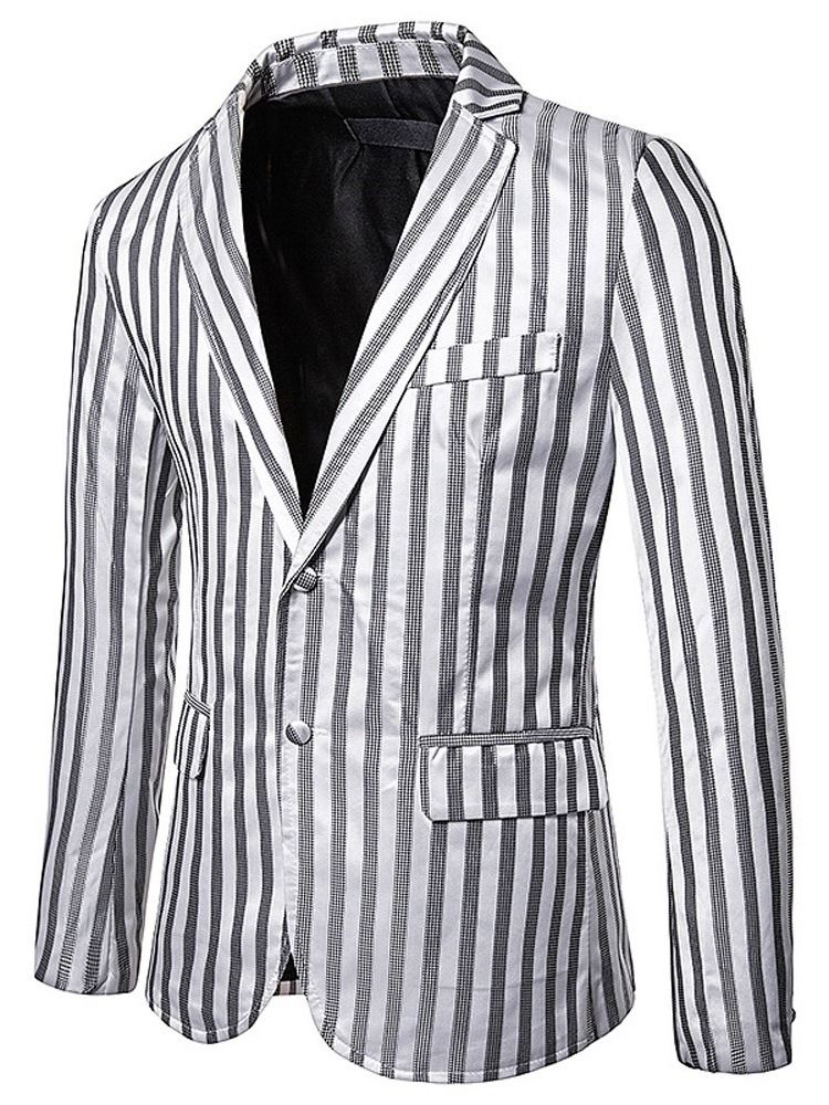 Stripe Button Single Breasted Miesten Vapaa-ajan Bleiseri