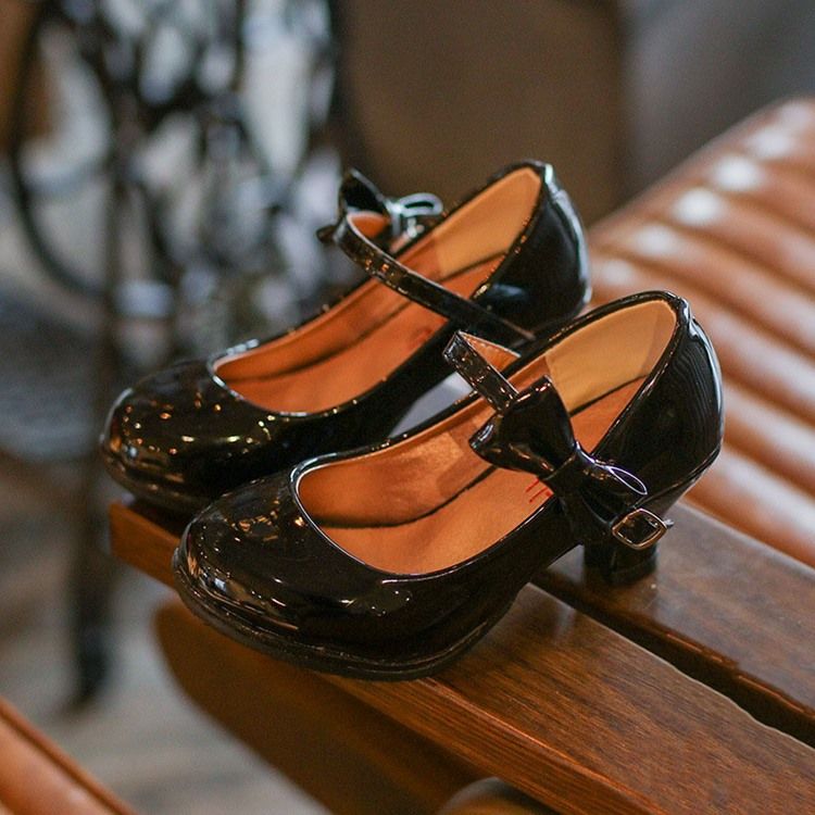 Pu Jousi Chunky Heel Lasten Kengät