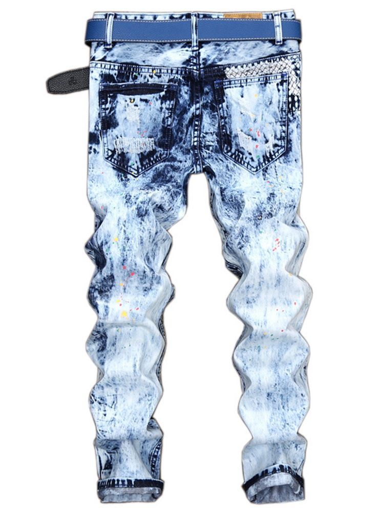 Denim Ainutlaatuiset Patch Suorat Casual Miesten Housut