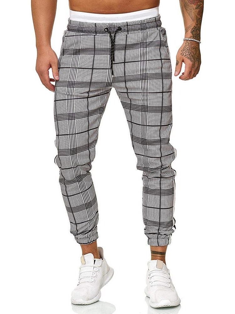 Harem Plaid Keskivyötäröiset Nauhalliset Miesten Housut