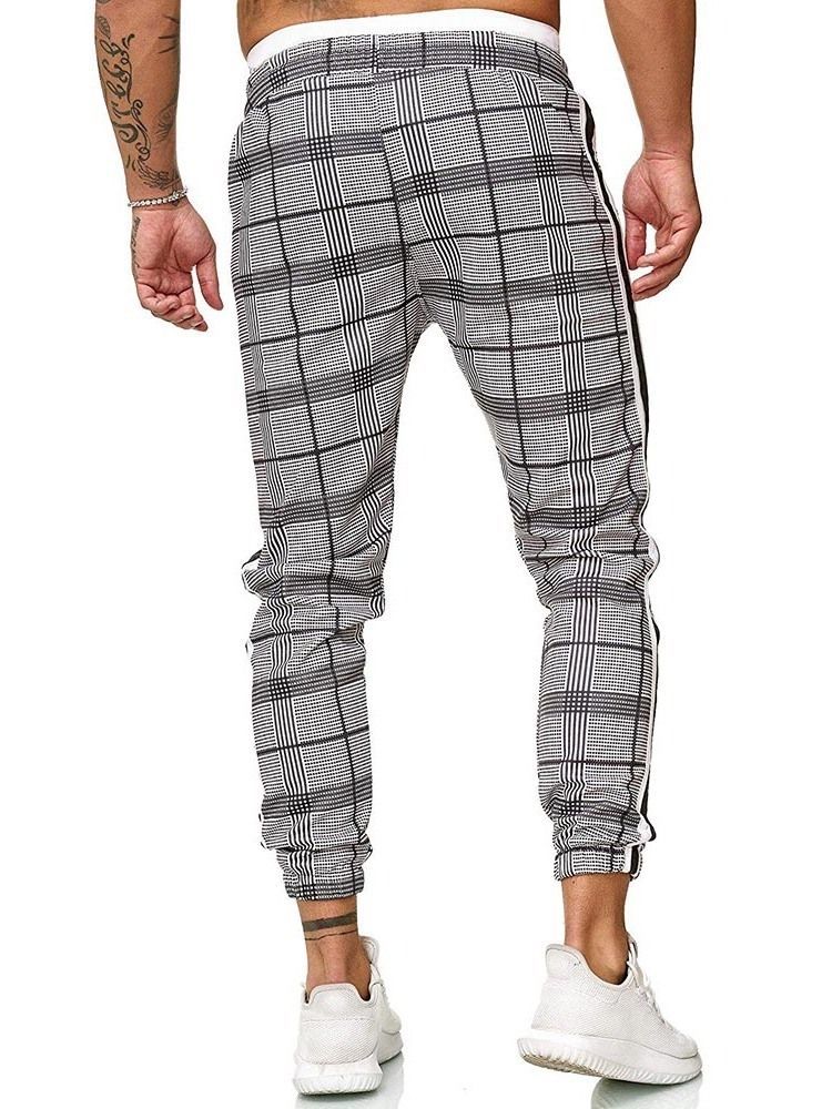 Harem Plaid Keskivyötäröiset Nauhalliset Miesten Housut