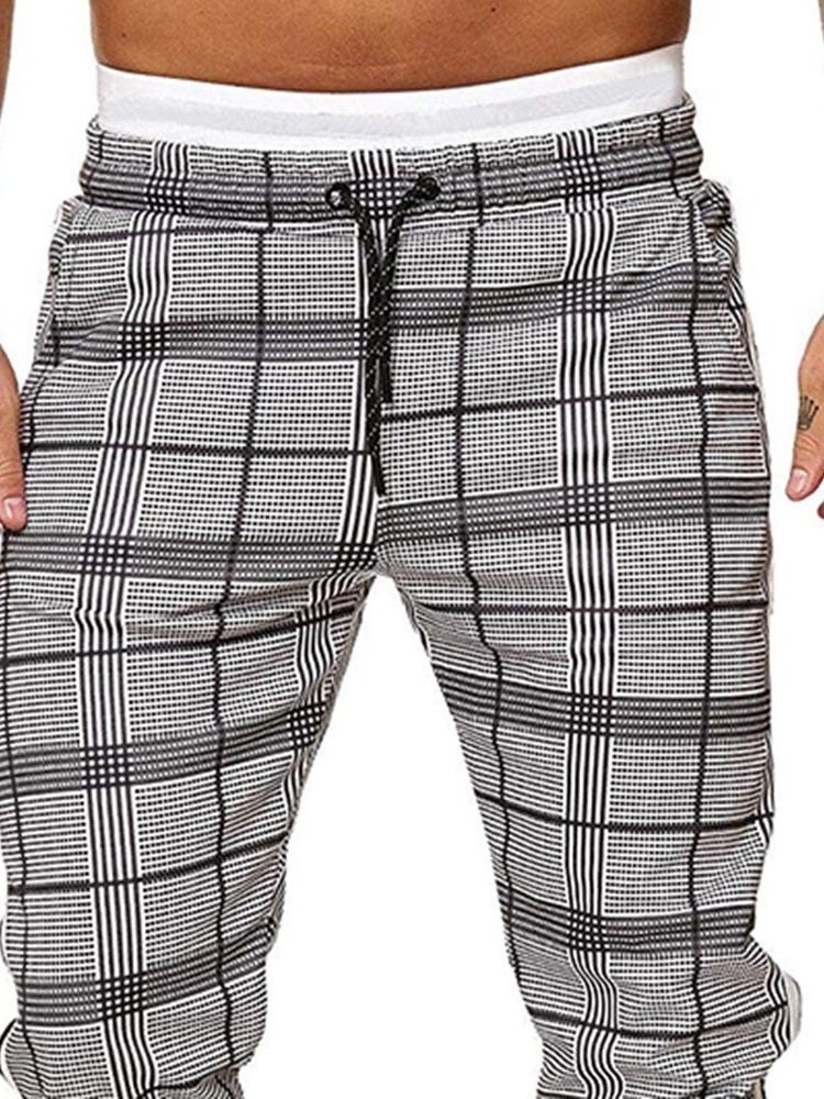 Harem Plaid Keskivyötäröiset Nauhalliset Miesten Housut