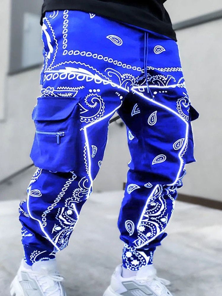 Kukka Ohut Printti Four Seasons Mid Waist Miesten Rento Housut