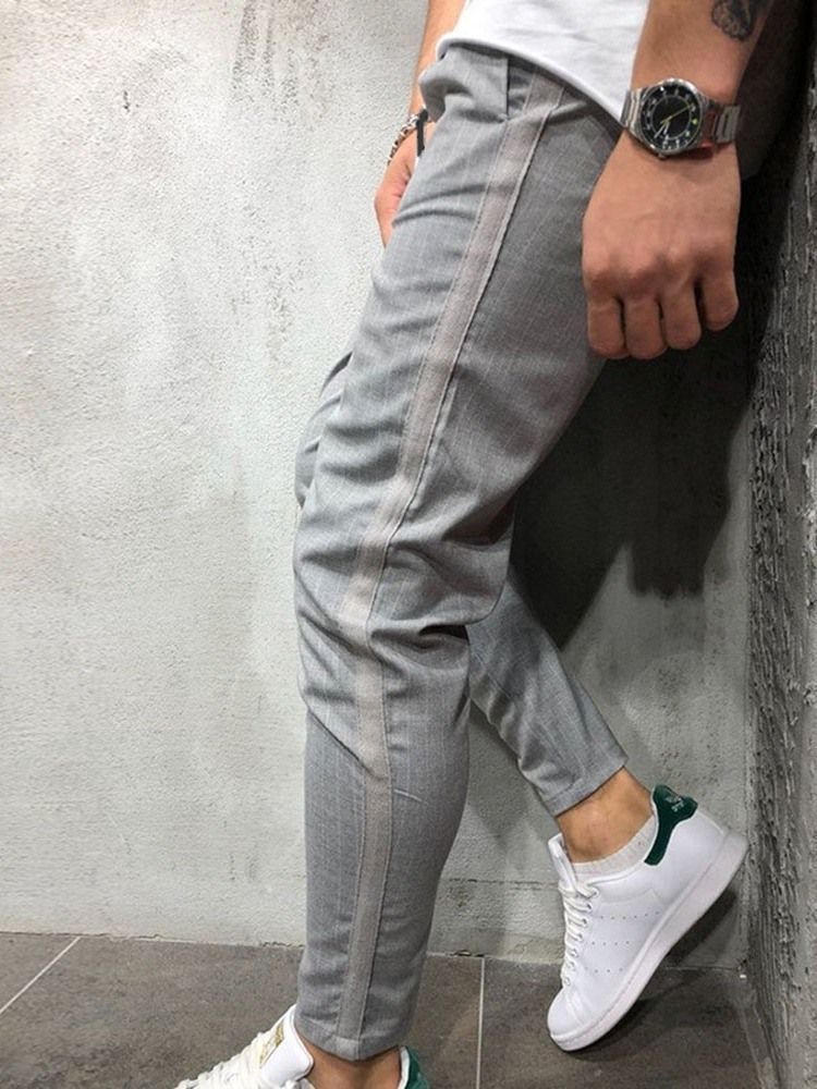 Miesten Patchwork Pencil Zipper Casual -housut