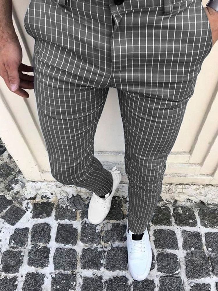 Miesten Ruudulliset Lyijykynähousut Four Seasons Casual Housut