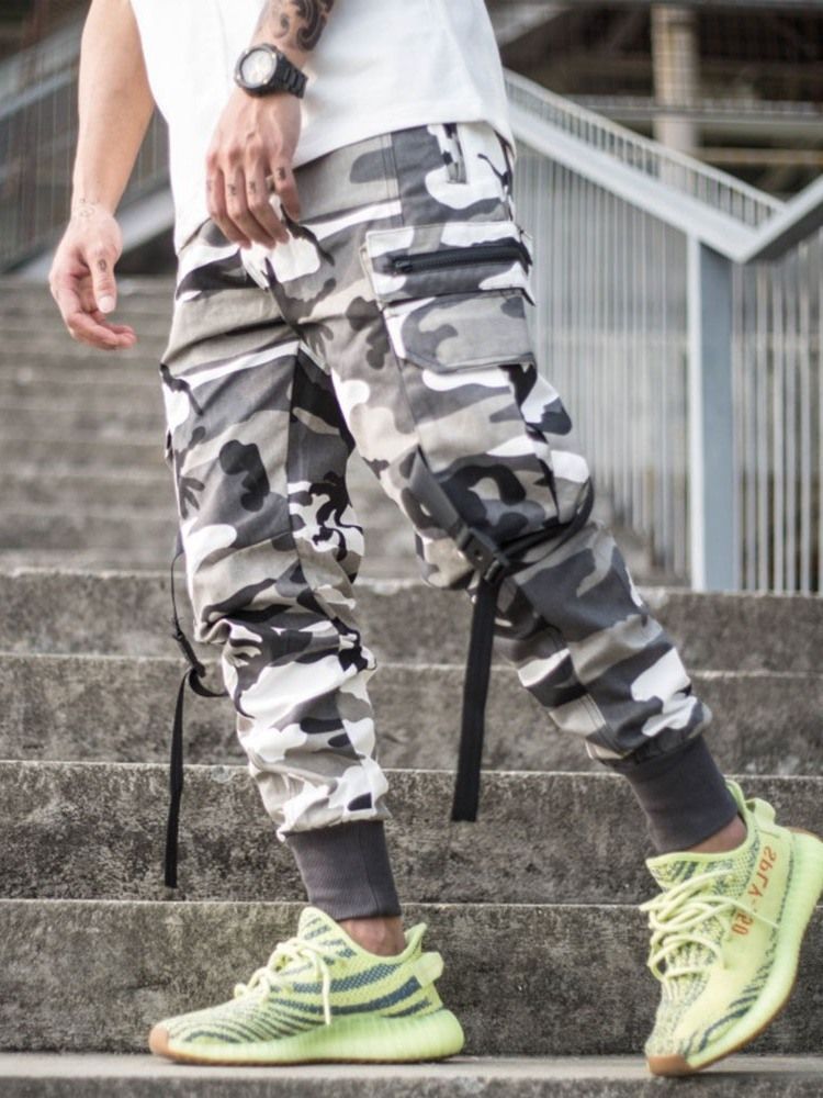 Miesten Yleiset Camouflage Button -housut