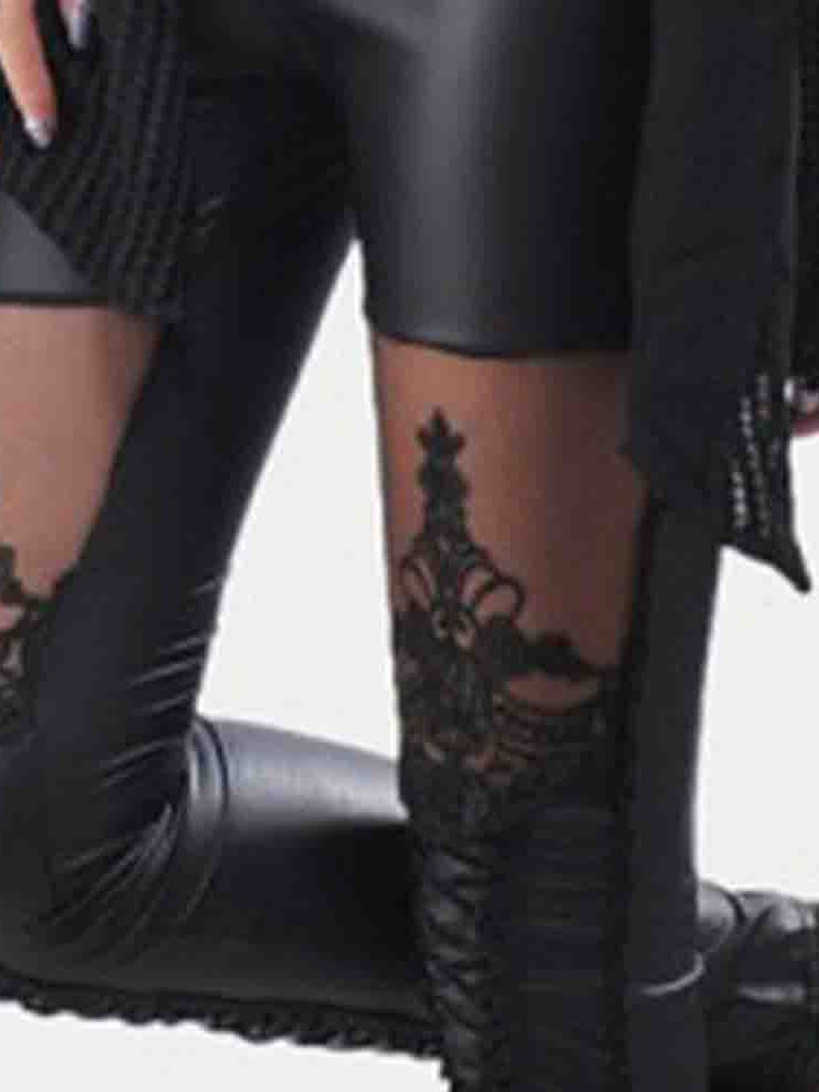 Naisten Pitsi-yksiväriset Legginsit