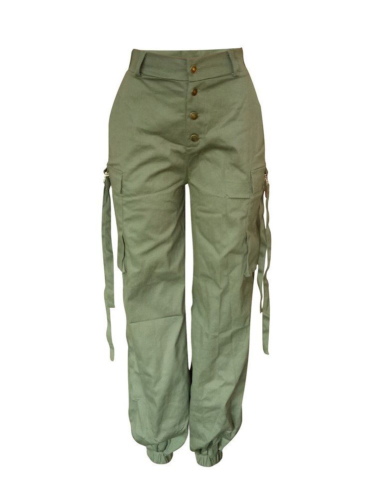 Naisten Pocket Button Loose Naisten Housut