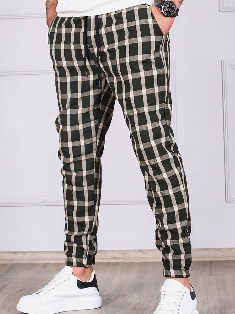 Plaid-lyijykynähousut Pocket Miesten Rento Housut