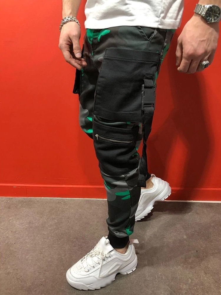 Pocket Camouflage Mid Waist Four Seasons Miesten Rento Housut