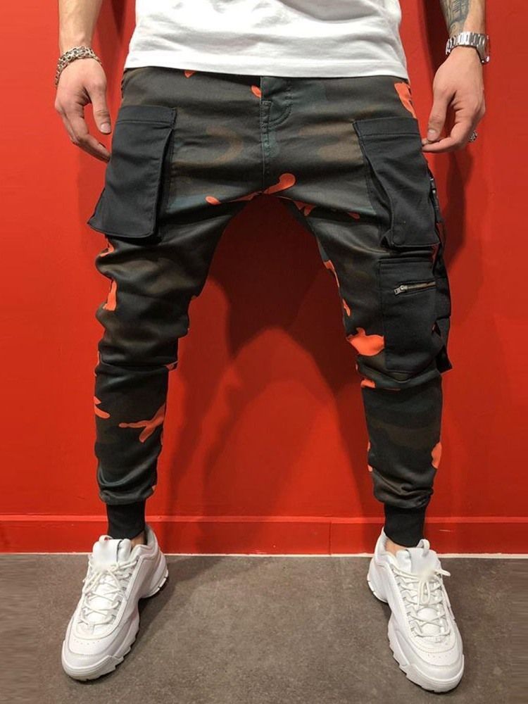 Pocket Camouflage Mid Waist Four Seasons Miesten Rento Housut