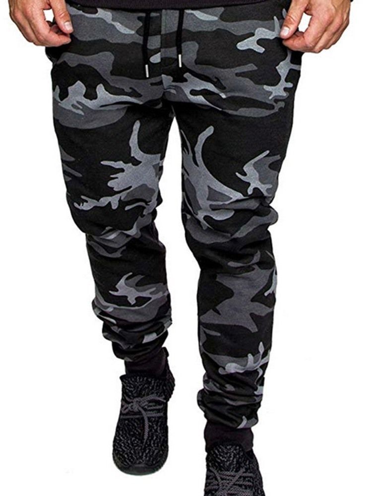 Pocket Color Block Casual Lace-up Miesten Rento Housut