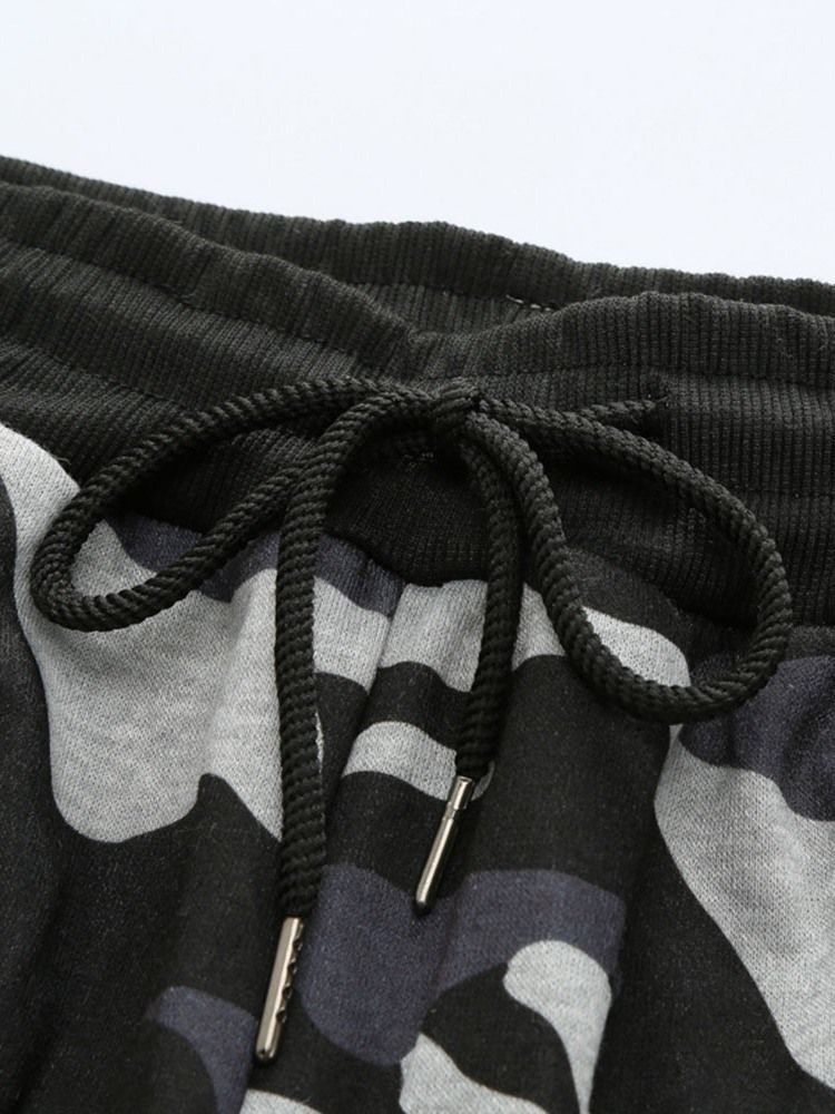 Pocket Color Block Casual Lace-up Miesten Rento Housut