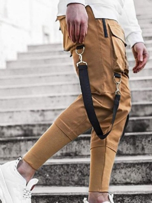Pocket Mid Waist Fall Casual Miesten Housut