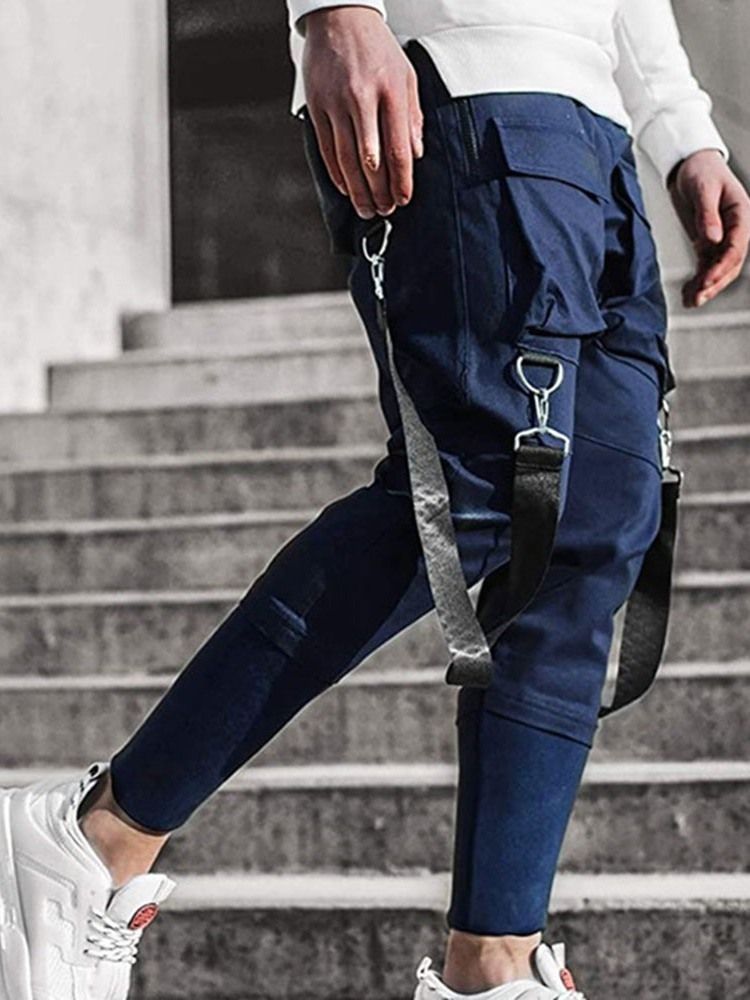 Pocket Mid Waist Fall Casual Miesten Housut
