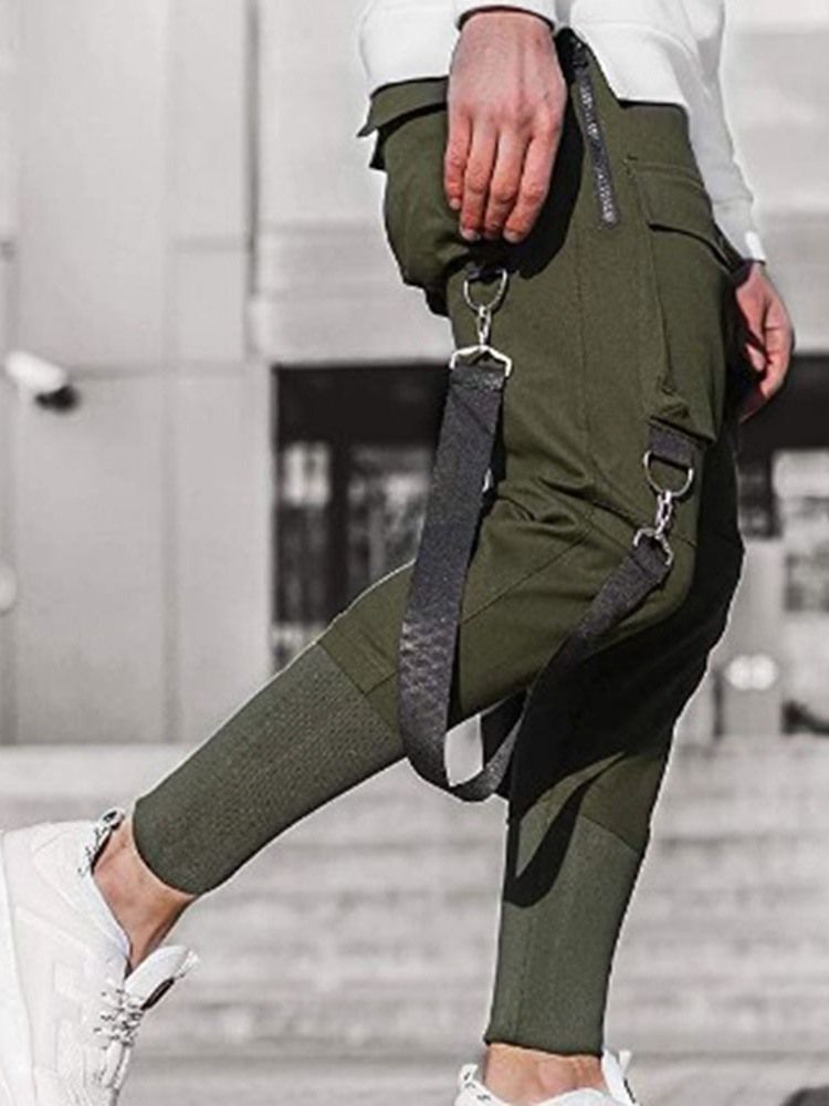 Pocket Mid Waist Fall Casual Miesten Housut