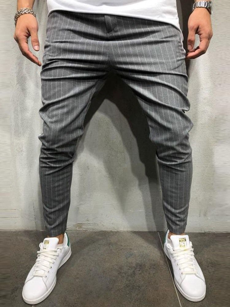 Pocket Stripe Fall Zipper Miesten Rento Housut