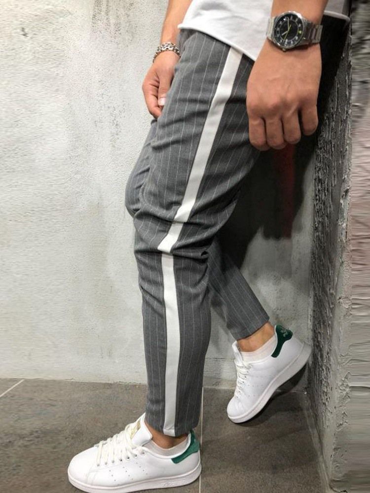 Pocket Stripe Fall Zipper Miesten Rento Housut