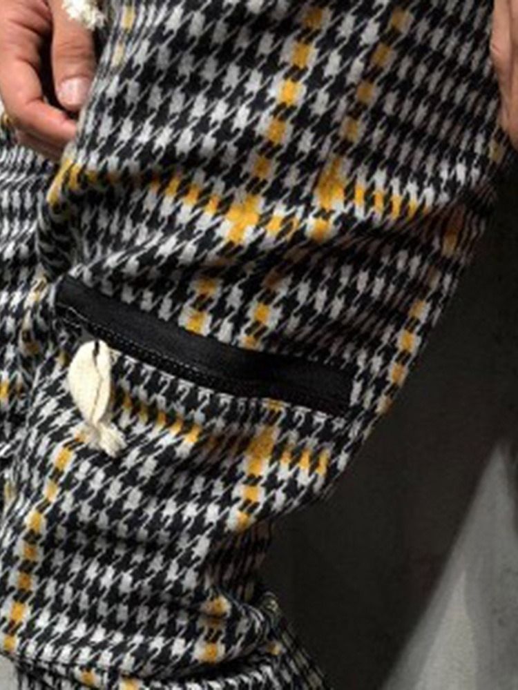 Pocket Thin Color Block Mid Waist Miesten Rento Housut