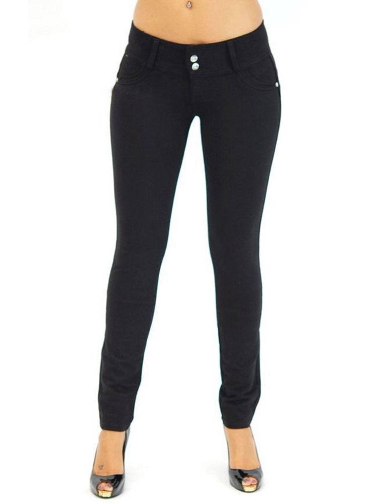 Skinny Button Naisten Housut