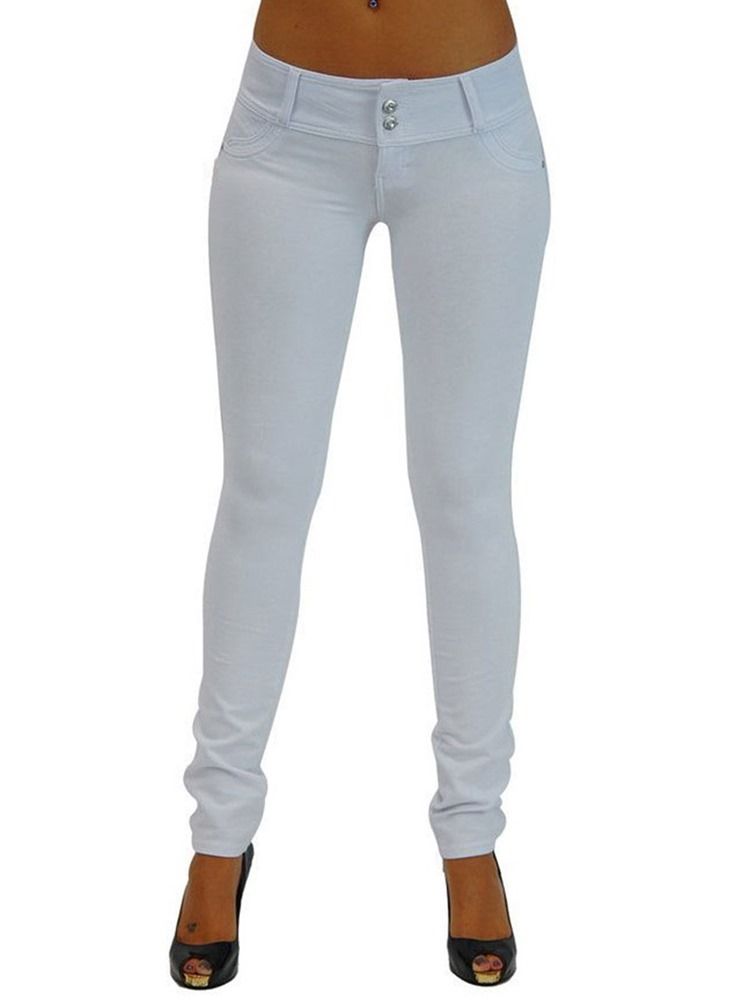 Skinny Button Naisten Housut