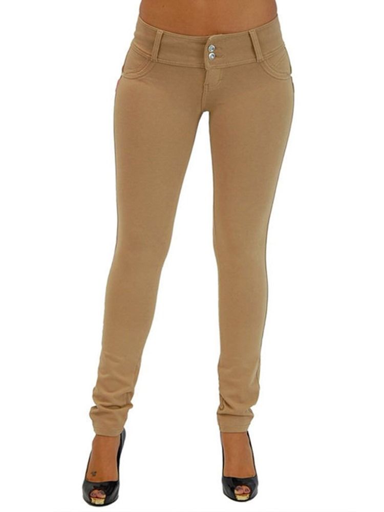 Skinny Button Naisten Housut