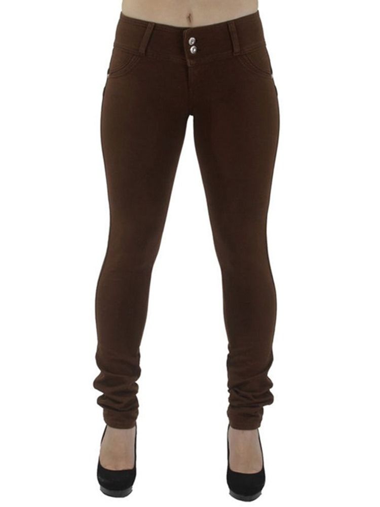 Skinny Button Naisten Housut