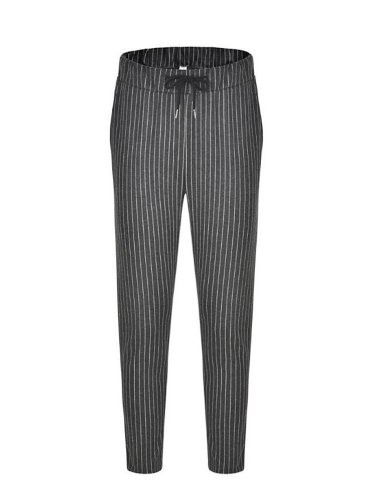 Stripe Pencil Lace-up Miesten Rento Housut