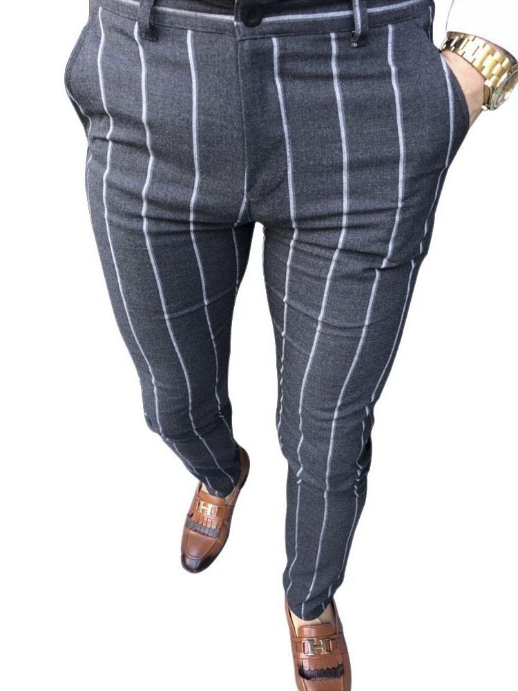 Stripe Pencil Pants Zipper Miesten Rento Housut