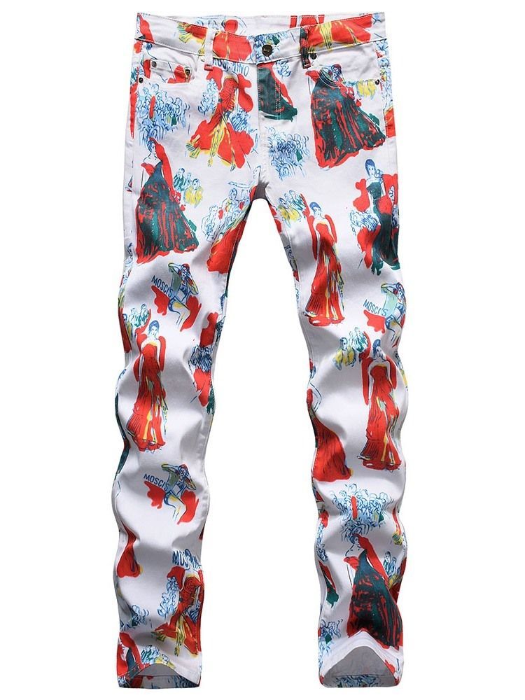 Suorat Printti Four Seasons Mid Waist -rennot Rento Housut