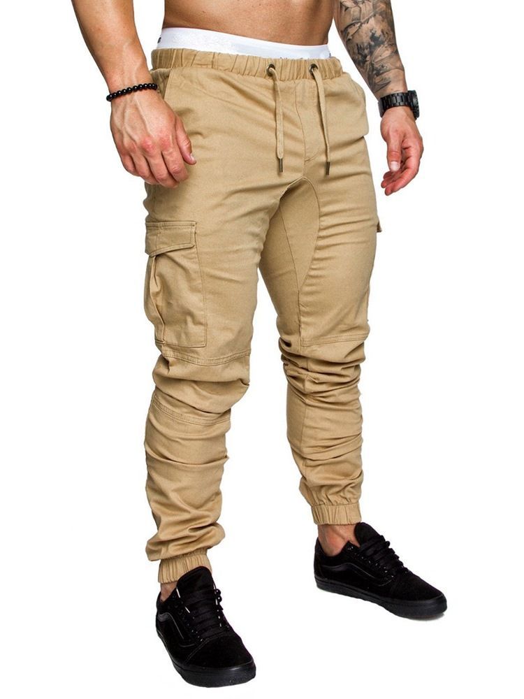 Tavalliset Khaki-nauhalliset Miesten Housut