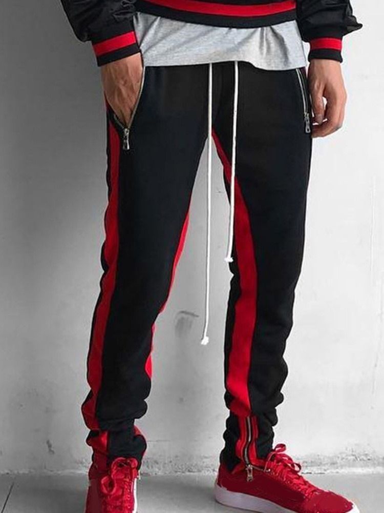 Väripaletti-lyijykynähousut Patchwork Mid Waist Miesten Rento Housut