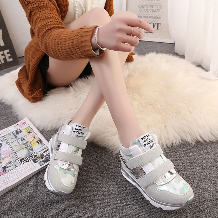 Patchwork Camouflage Platform Velcro Naisten Lenkkarit