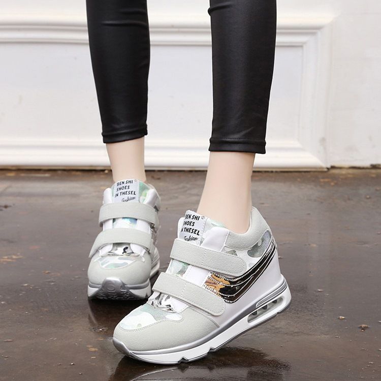 Patchwork Camouflage Platform Velcro Naisten Lenkkarit