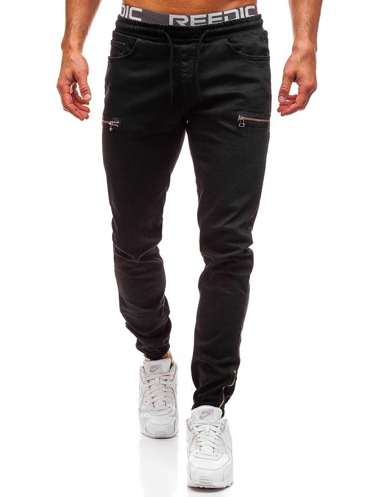 Color Block Pocket Casual Miesten Nauhalliset Farkut