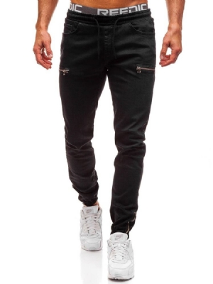 Color Block Pocket Casual Miesten Nauhalliset Farkut