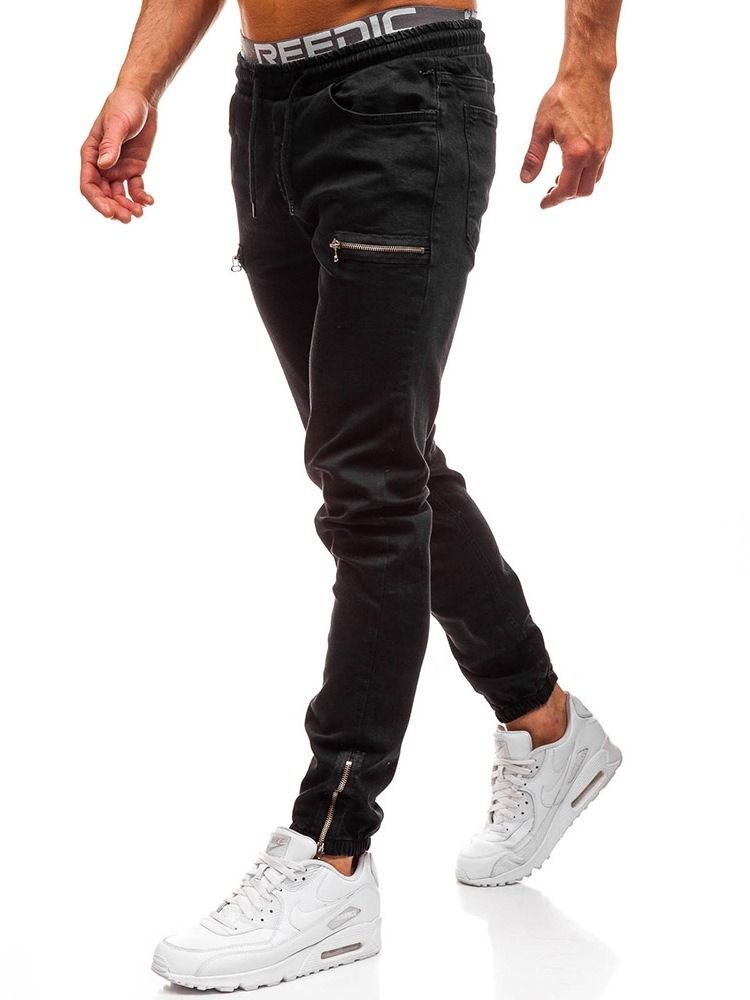 Color Block Pocket Casual Miesten Nauhalliset Farkut