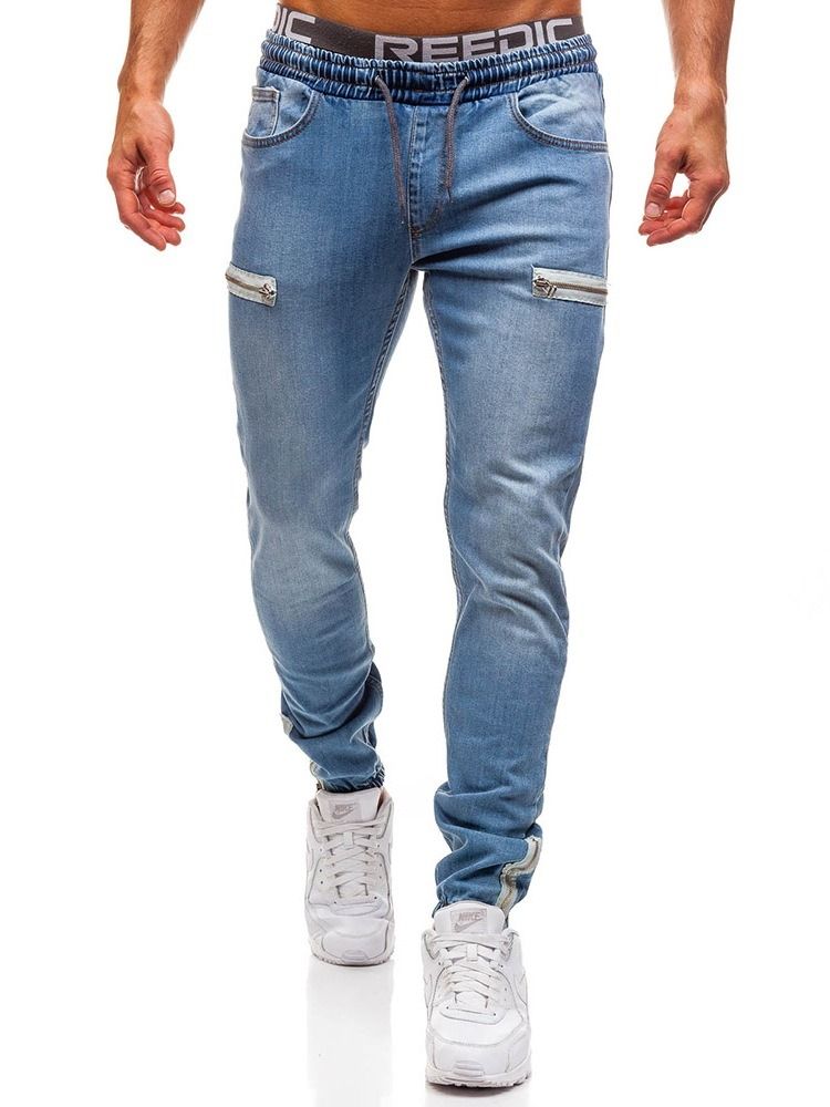 Color Block Pocket Casual Miesten Nauhalliset Farkut