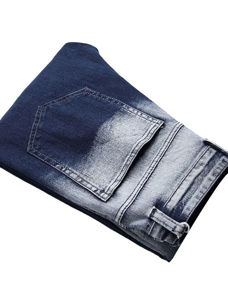 Color Block Worn Zipper Miesten Rento Farkku