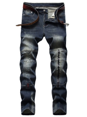 Eurooppalaiset Suorat Patchwork Zipper -farkut