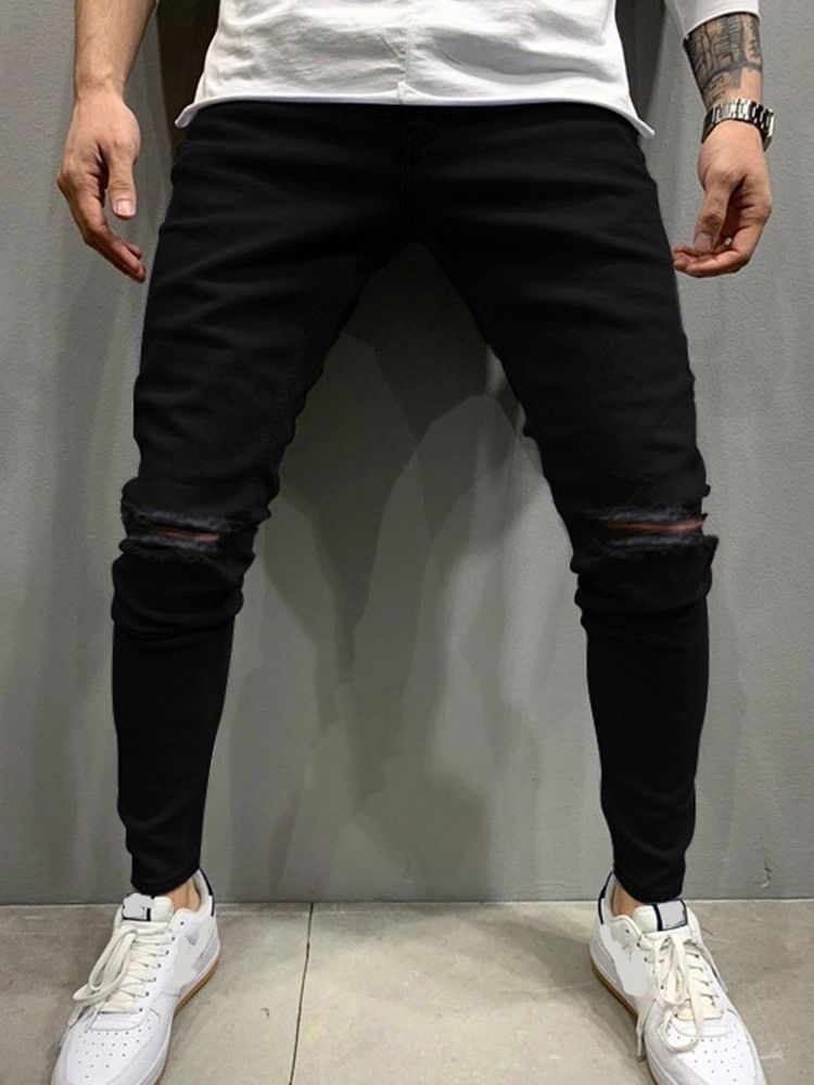 Hole Pencil Pants Miesten Rento Farkku