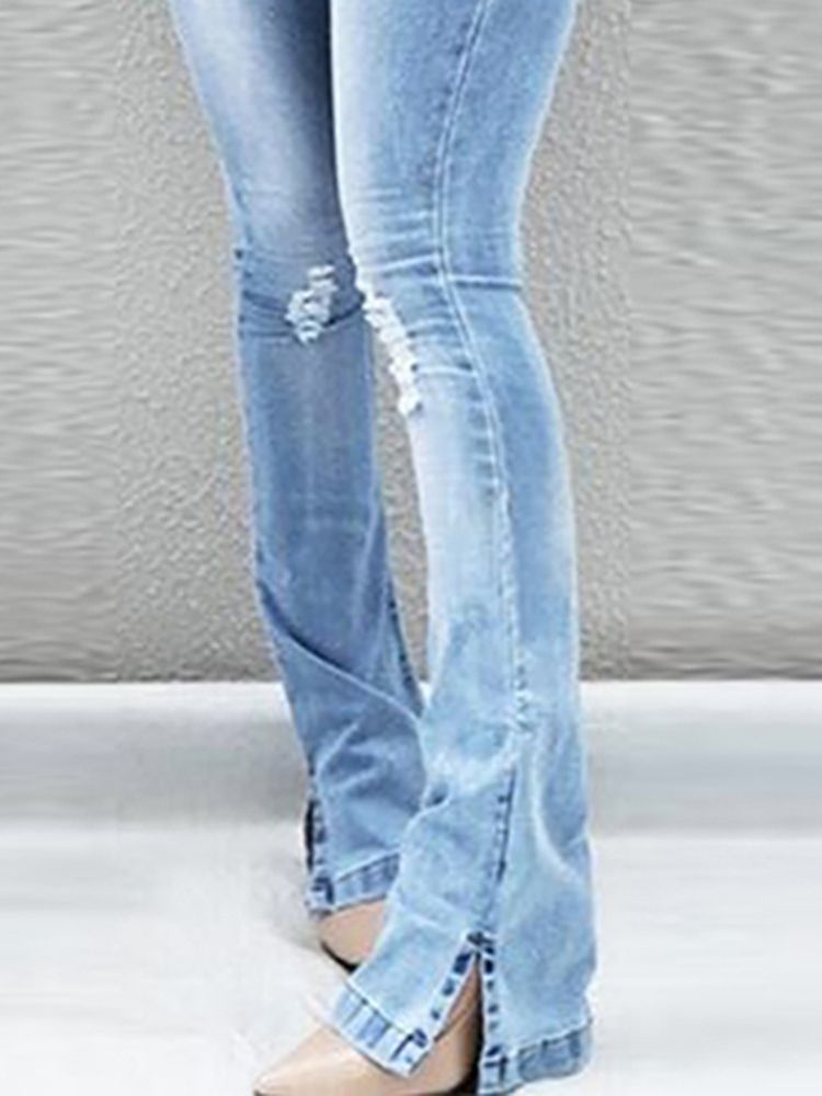Hole Zipper Skinny Naisten Slim Farkut
