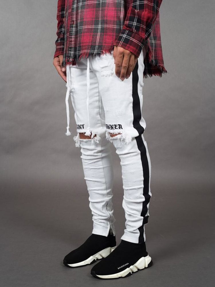 Kynähousut Letter Hole Mid Casual -farkut