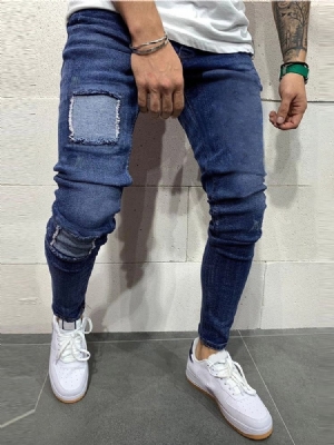 Kynähousut Patchwork Zipper Miesten Farkut