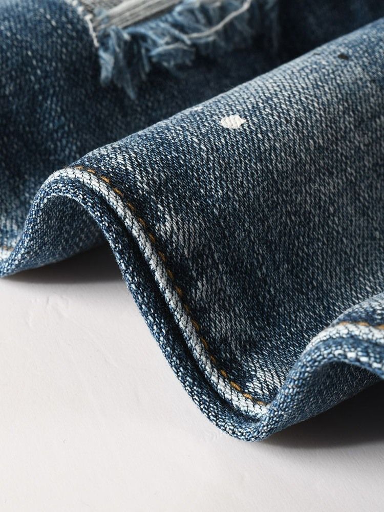 Kynähousut Reikä Mid Waist Casual Miesten Farkut