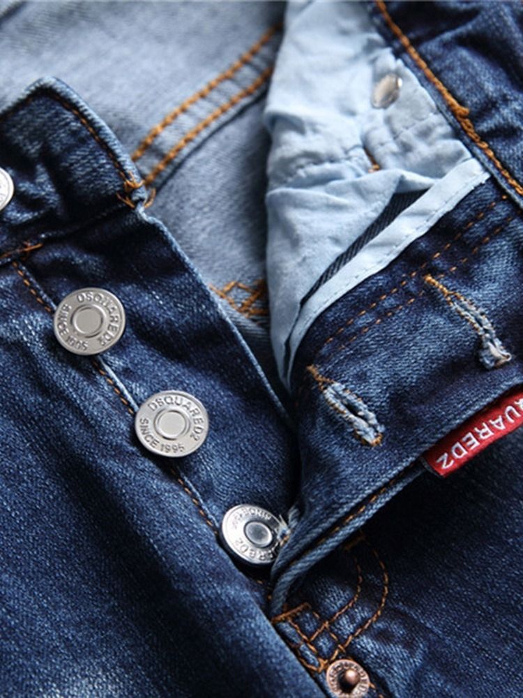 Letter Pocket Button Hip Hop Miesten Farkut