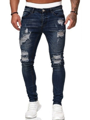 Lyijykynät Hole Plain Mid Waist Zipper -farkut