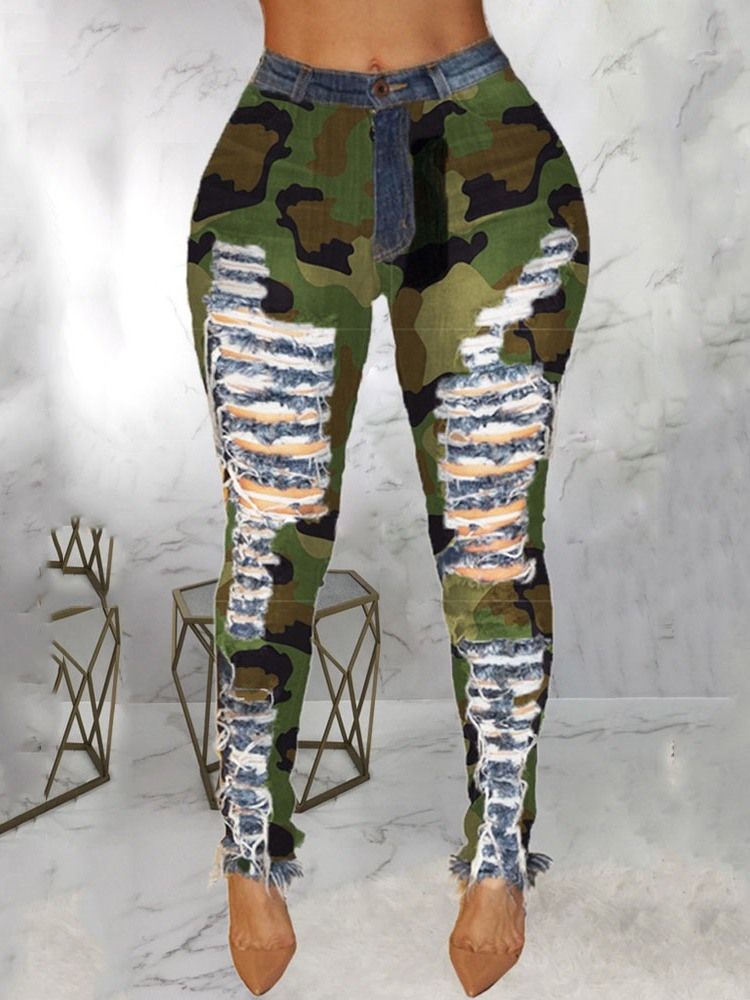 Naamiointikynät Patchwork Skinny Mid Waist -farkut