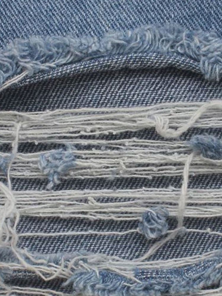 Naisten Stripe Hole Slim Zipper -farkut