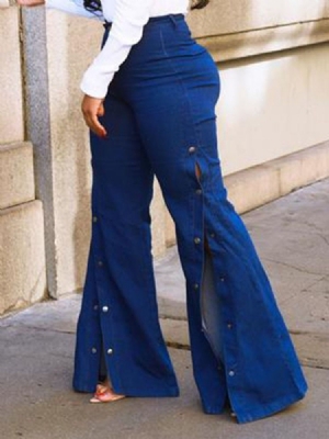 Naisten Yksiväriset Bellbottoms-kapeat Farkut